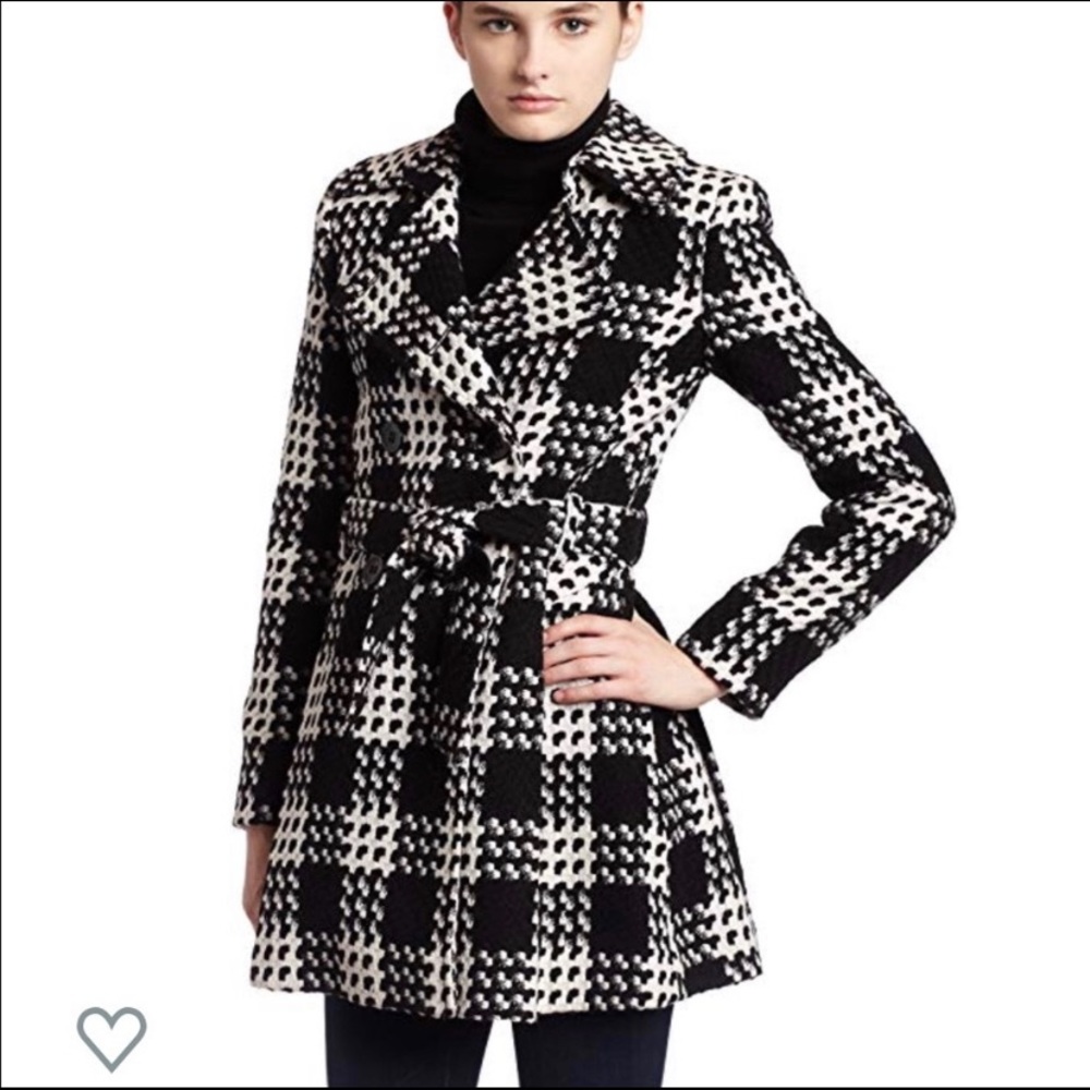 Via Spiga Double Breasted Black and White Coat